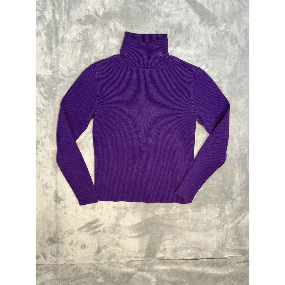 Lauren Ralph Lauren, Ribbed Purple Turtleneck Shirt - Womens Small